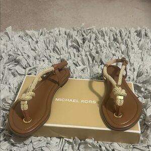 Michael Kors Tan Sandals with Rope Accents